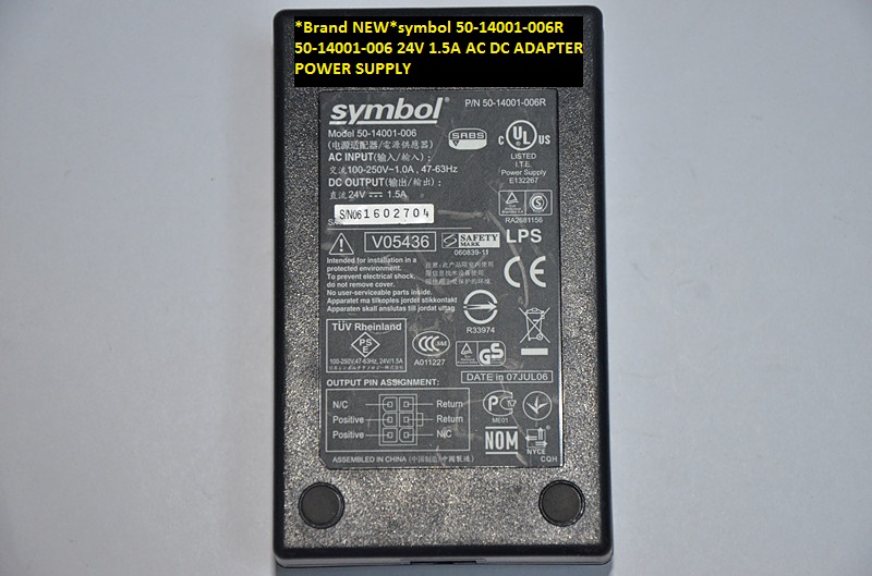 *Brand NEW*symbol 50-14001-006 24V 1.5A AC DC ADAPTER 50-14001-006R POWER SUPPLY